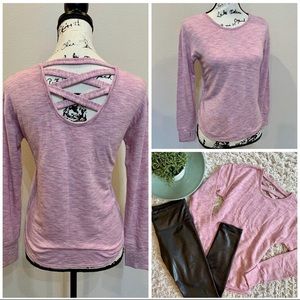 Athleta Sweatshirt Strappy Open Back Yoga Crewneck Pullover Long Sleeve Shirt